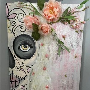 Custom painted painting sugar skull 2D day of the dead